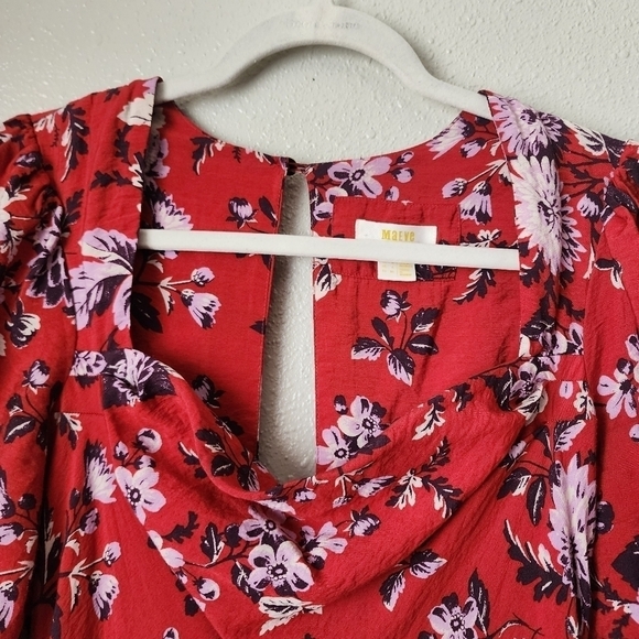 Anthropologie Maeve Mavis Puff Sleeve Floral Midi Dress Orange Boho Cottage 4 - Picture 5 of 14